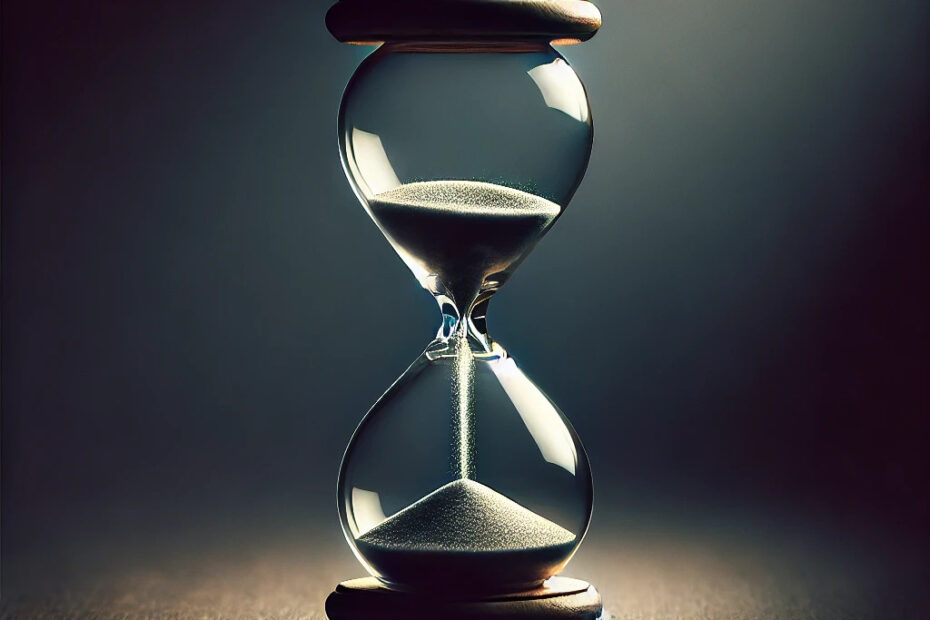 An hourglass showing time slipping away